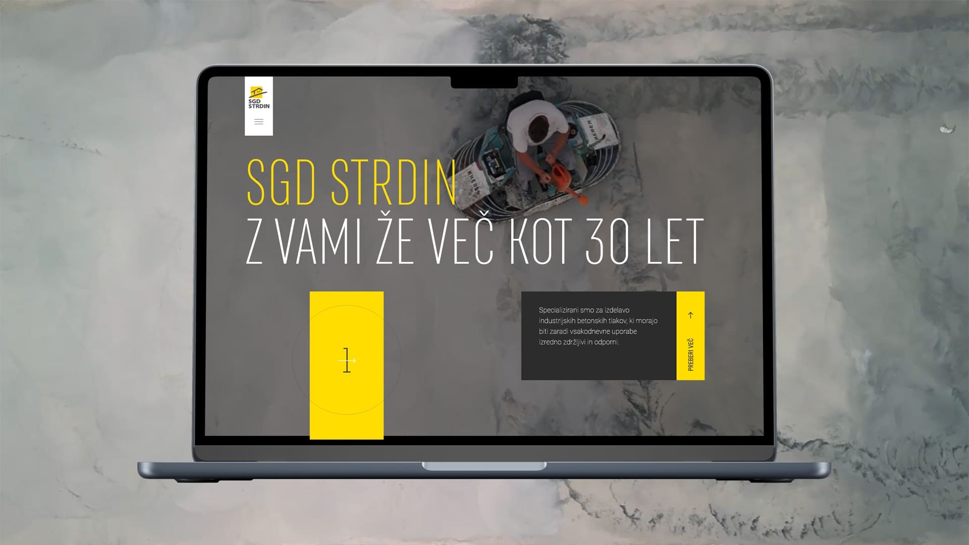 SGD Strdin spletna stran prikazana na prenosniku